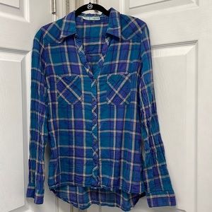 Maurices Plaid Button Down Cotton Blouse